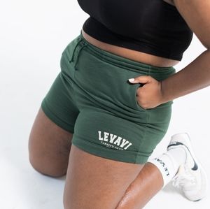 Levavi Varsity Club Sweat Short High Rise Cotton Pine Green Medium